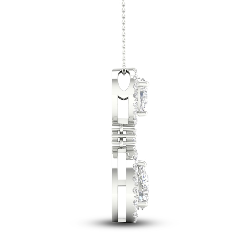 Lab-Created Diamond Pendant Necklace 1 ct tw Pear/Round 14K White Gold