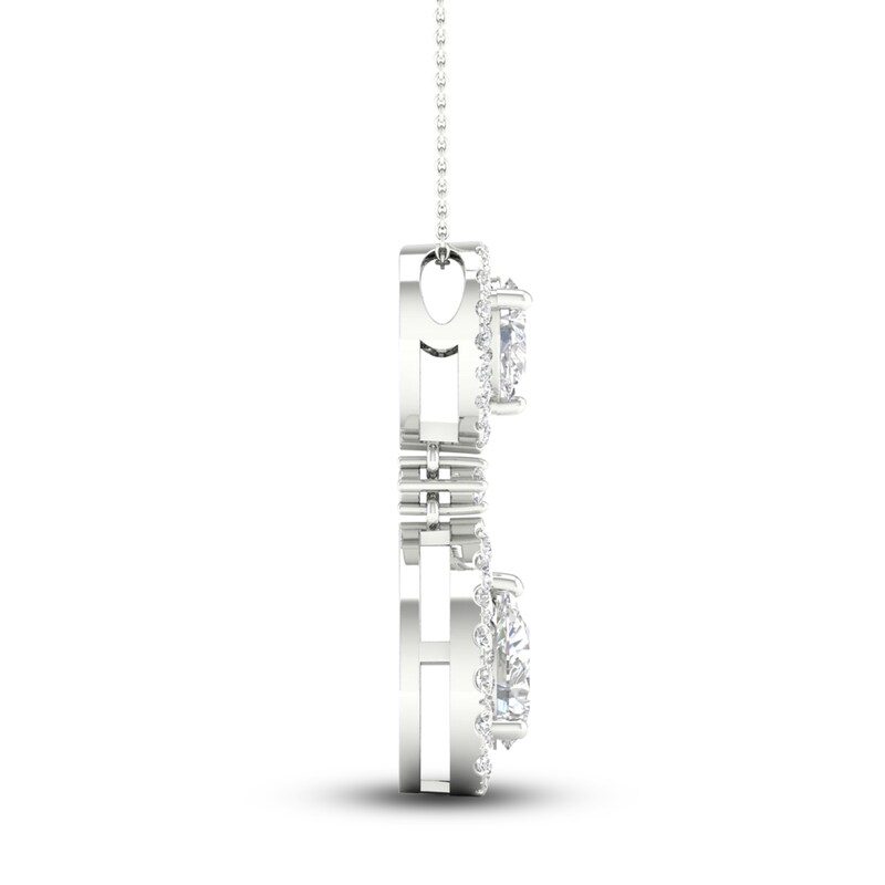 Main Image 4 of Lab-Grown Diamond Pendant Necklace 1 ct tw Pear/Round 14K White Gold