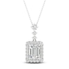 Thumbnail Image 1 of Lab-Grown Diamond Pendant Necklace 1-1/2 ct tw Round/Emerald 14K White Gold