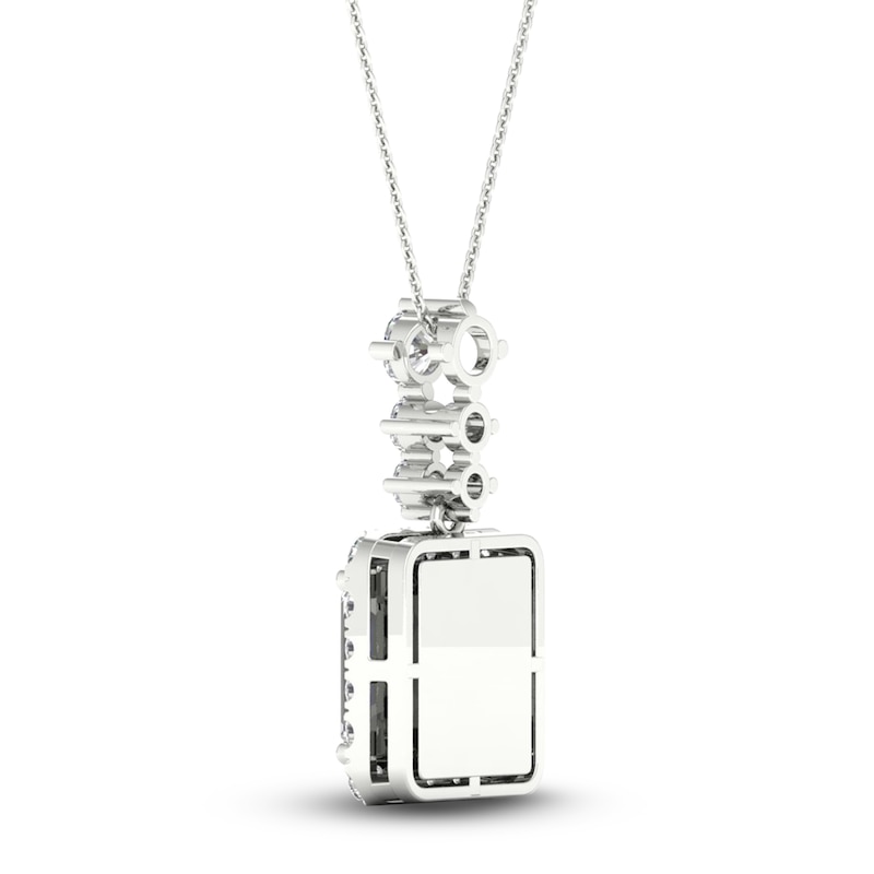 Main Image 3 of Lab-Grown Diamond Pendant Necklace 1-1/2 ct tw Round/Emerald 14K White Gold