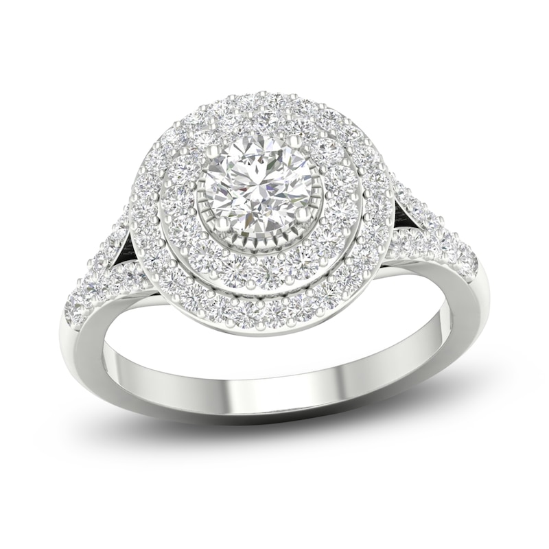 Main Image 1 of Lab-Grown Diamond Fashion Ring 1 ct tw Round 14K White Gold