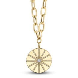 Shy Creation Diamond Sun Medallion Necklace 3/8 ct tw Round 14K Yellow Gold 18&quot; SC55023639