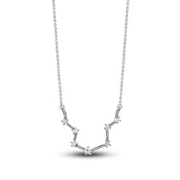 Diamond Aquarius Constellation Necklace 1/6 ct tw Round 14K White Gold