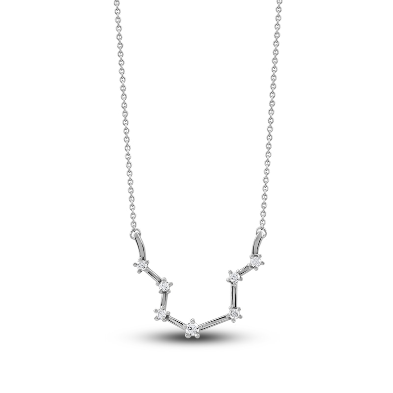 Main Image 1 of Diamond Aquarius Constellation Necklace 1/6 ct tw Round 14K White Gold