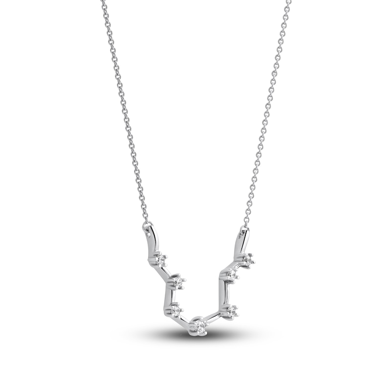 Main Image 2 of Diamond Aquarius Constellation Necklace 1/6 ct tw Round 14K White Gold