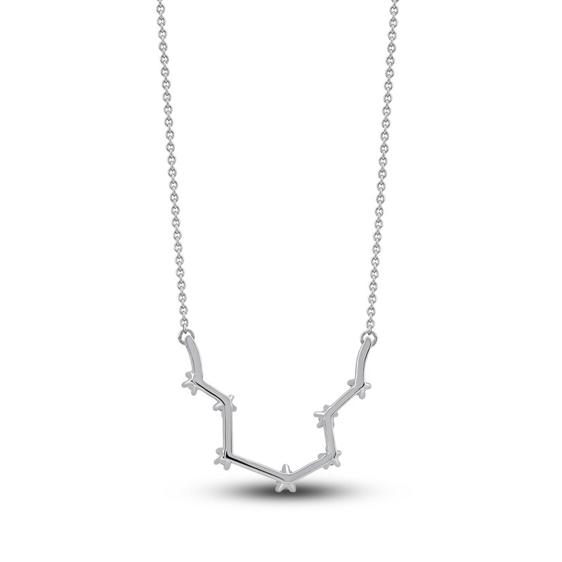 Main Image 3 of Diamond Aquarius Constellation Necklace 1/6 ct tw Round 14K White Gold