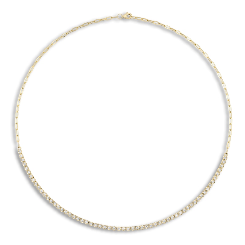 Main Image 1 of Shy Creation Diamond Paperclip Necklace 1 ct tw Round 14K Yellow Gold 18" SC55023563