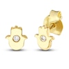 Hamsa Stud Earrings Diamond Accents 14K Yellow Gold