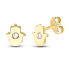 Hamsa Stud Earrings Diamond Accents 14K Yellow Gold