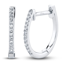 Shy Creation Diamond Hoop Earrings 1/20 ct tw Round 14K White Gold SC55001597