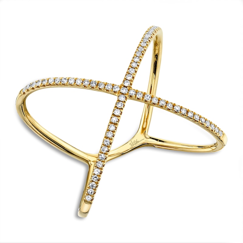 Main Image 1 of Shy Creation Diamond X Ring 1/8 ct tw Round 14K Yellow Gold SC55021639