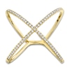 Shy Creation Diamond X Ring 1/8 ct tw Round 14K Yellow Gold SC55021639