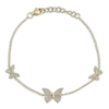 Shy Creation Diamond Butterfly Bracelet 1/4 ct tw Round 14K Yellow Gold 7" SC55020620