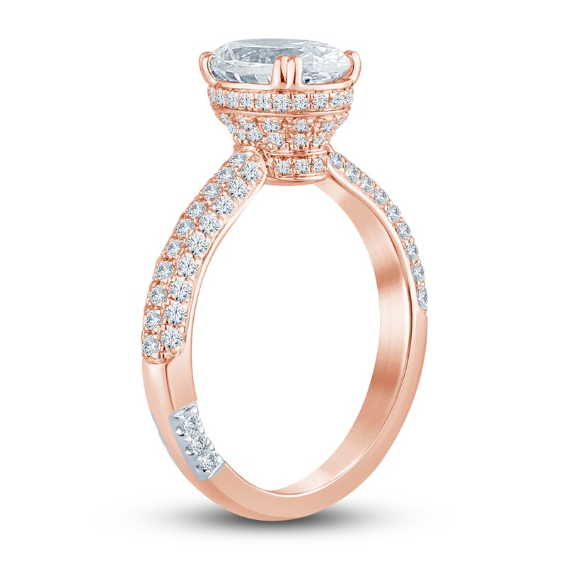 Pnina Tornai Lab-Created Diamond Engagement Ring 2-5/8 ct tw Oval/Round 14K Rose Gold