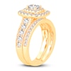 Thumbnail Image 2 of Diamond Double Halo Bridal Set 1-1/2 ct tw Princess/Round 14K Yellow Gold