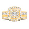 Thumbnail Image 3 of Diamond Double Halo Bridal Set 1-1/2 ct tw Princess/Round 14K Yellow Gold