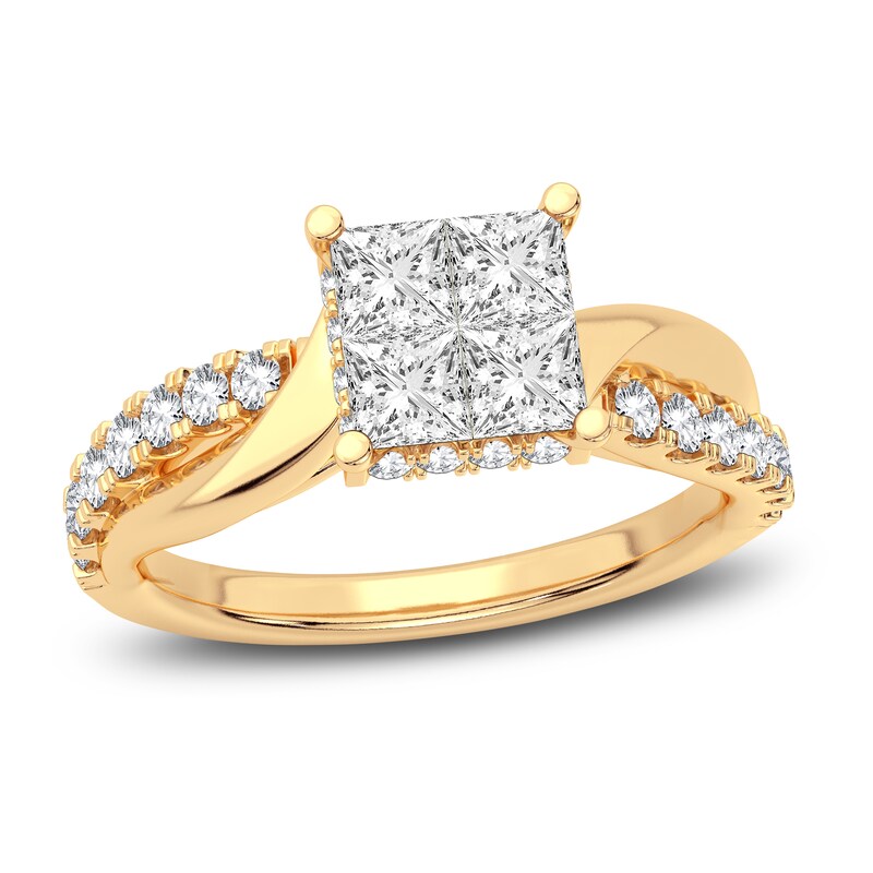 Main Image 1 of Diamond Engagement Ring 1-1/4 ct tw Princess/Round 14K Yellow Gold