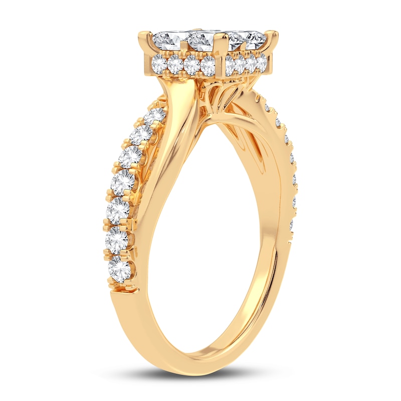 Main Image 2 of Diamond Engagement Ring 1-1/4 ct tw Princess/Round 14K Yellow Gold