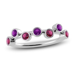Juliette Maison Natural Amethyst & Natural Rhodolite Garnet Ring 10K White Gold