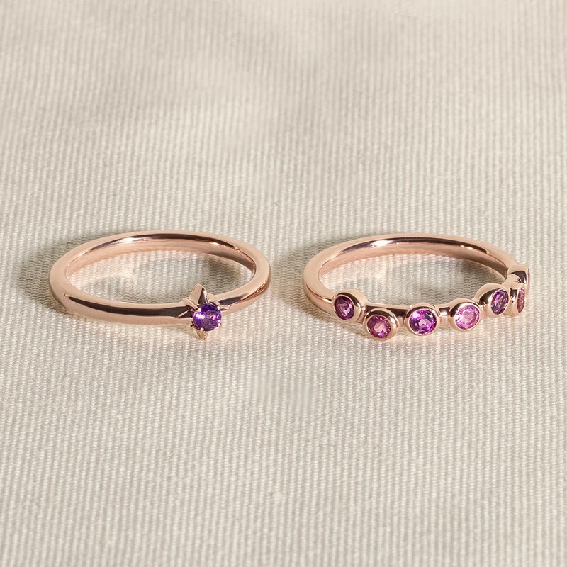 Main Image 4 of Juliette Maison Natural Amethyst & Natural Rhodolite Garnet Ring 10K White Gold