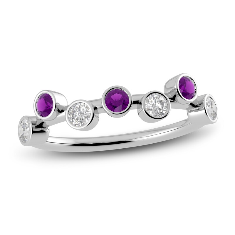 Main Image 1 of Juliette Maison Natural Amethyst & Natural White Sapphire Ring 10K White Gold
