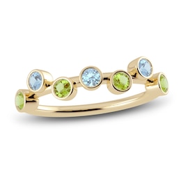 Juliette Maison Natural Aquamarine & Natural Peridot Ring 10K Yellow Gold