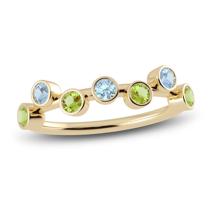 Main Image 1 of Juliette Maison Natural Aquamarine & Natural Peridot Ring 10K Yellow Gold