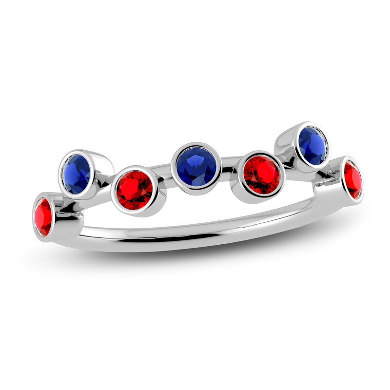 Main Image 1 of Juliette Maison Natural Ruby & Natural Blue Sapphire Ring 10K White Gold