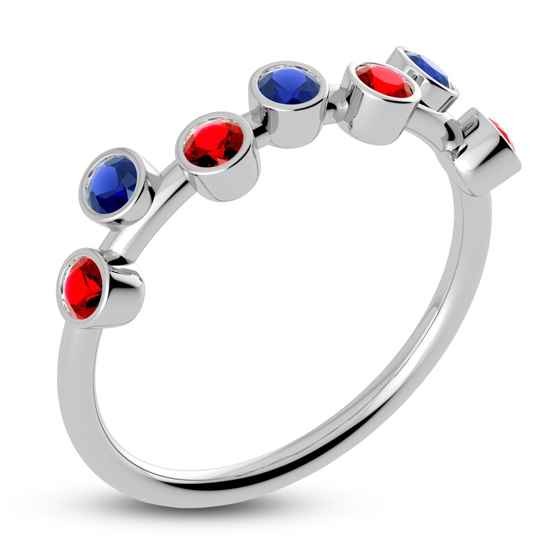 Main Image 2 of Juliette Maison Natural Ruby & Natural Blue Sapphire Ring 10K White Gold