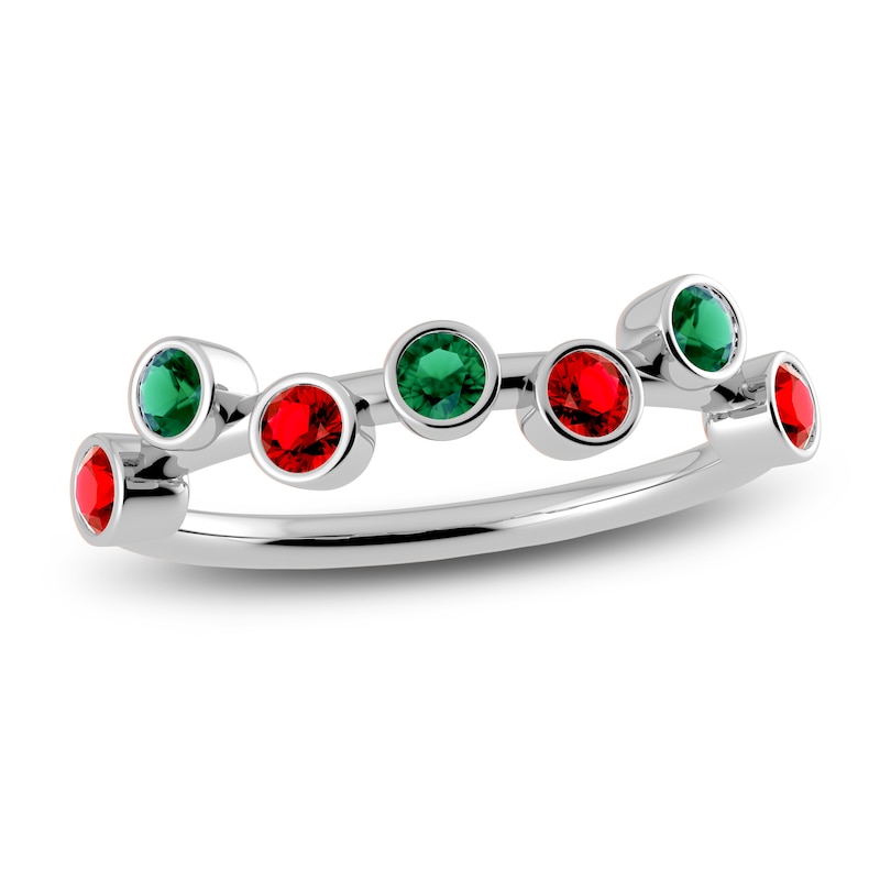 Main Image 1 of Juliette Maison Natural Ruby & Natural Emerald Ring 10K White Gold
