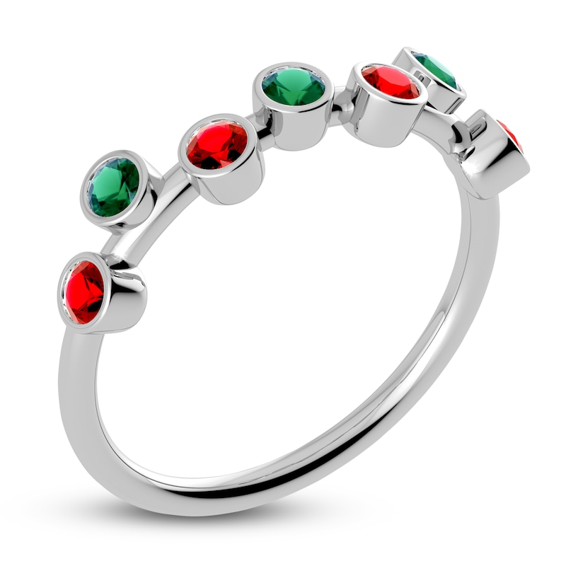 Main Image 2 of Juliette Maison Natural Ruby & Natural Emerald Ring 10K White Gold
