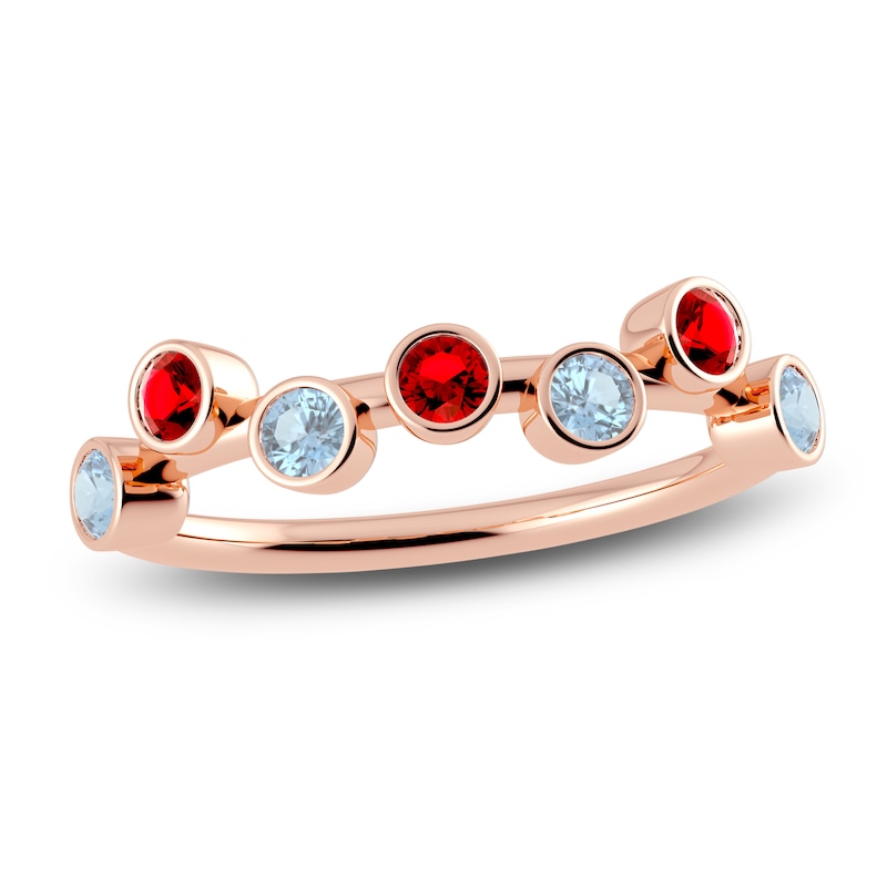 Main Image 1 of Juliette Maison Natural Ruby & Natural Aquamarine Ring 10K Rose Gold