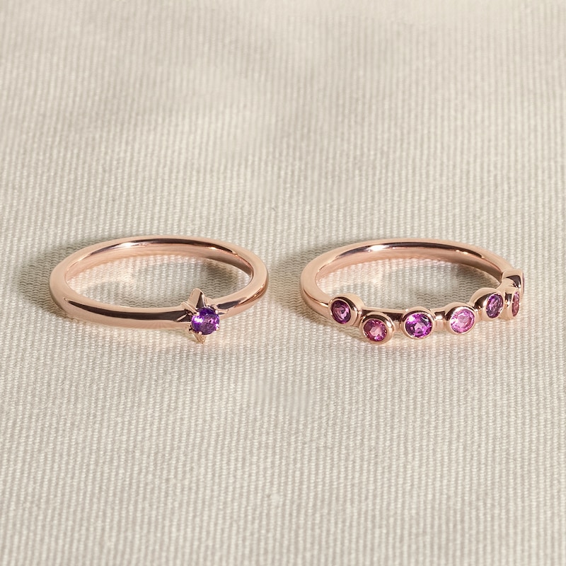 Main Image 4 of Juliette Maison Natural Ruby & Natural Aquamarine Ring 10K Rose Gold