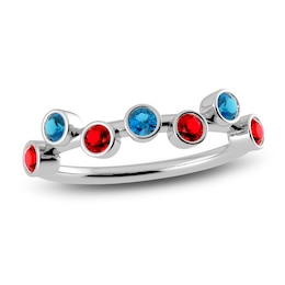 Juliette Maison Natural Ruby & Natural Blue Zircon Ring 10K White Gold