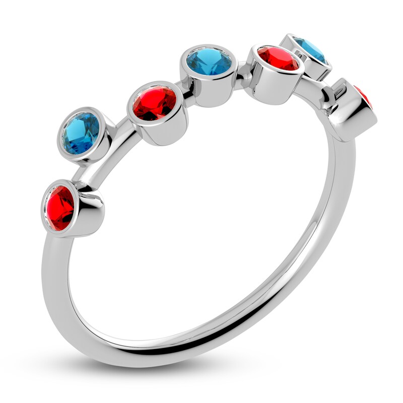 Main Image 2 of Juliette Maison Natural Ruby & Natural Blue Zircon Ring 10K White Gold