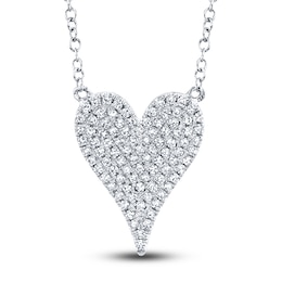 Shy Creation Diamond Heart Necklace 1/5 ct tw Round 14K White Gold 18" SC55002004