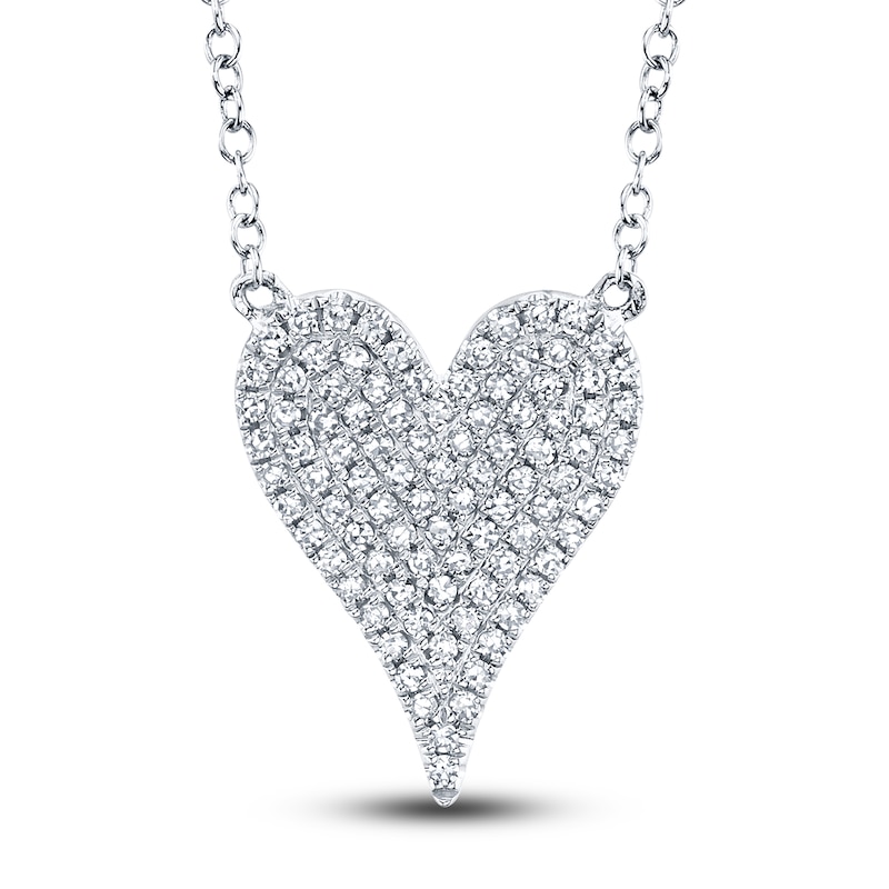 Main Image 1 of Shy Creation Diamond Heart Necklace 1/5 ct tw Round 14K White Gold 18" SC55002004