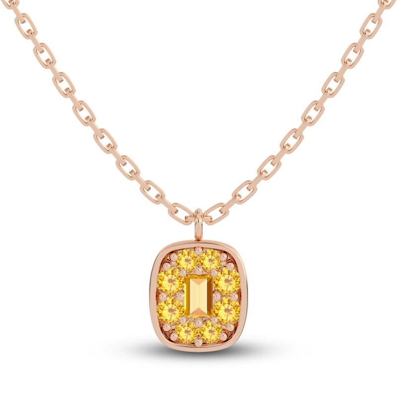 Juliette Maison Natural Citrine Pendant Necklace 10K Rose Gold