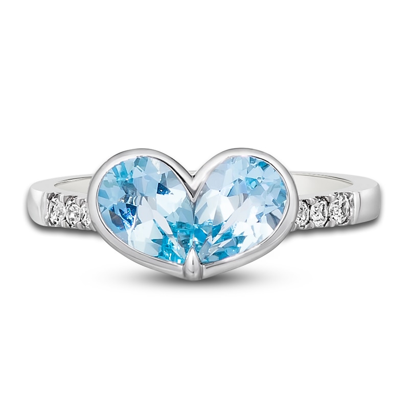 Main Image 3 of Le Vian Natural Aquamarine Heart Ring 1/10 ct tw Round 14K Vanilla Gold