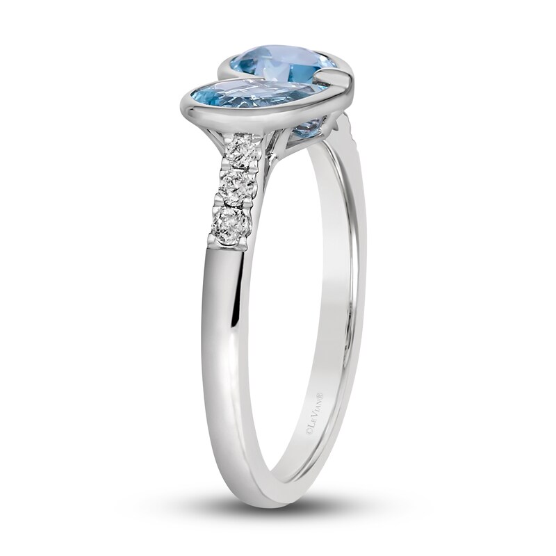 Main Image 4 of Le Vian Natural Aquamarine Heart Ring 1/10 ct tw Round 14K Vanilla Gold