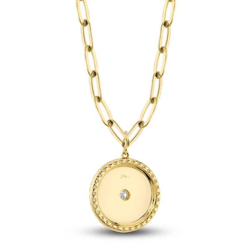 Main Image 3 of Shy Creation Diamond Compass Paperclip Necklace 3/8 ct tw Round 14K Yellow Gold 18" SC55023109