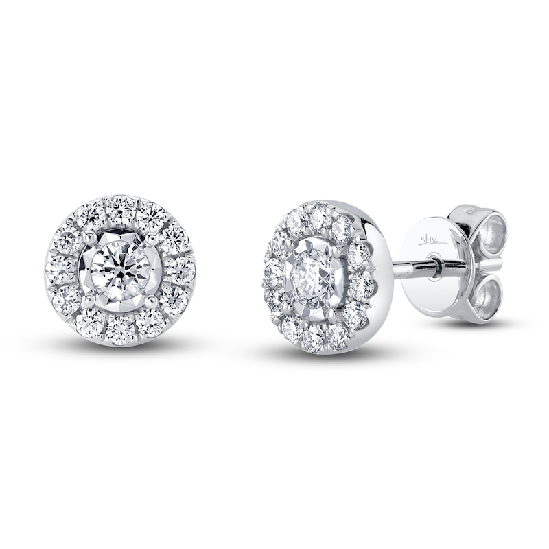 Main Image 1 of Shy Creation Diamond Stud Earrings 3/8 ct tw Round 14K White Gold SC55024118V2