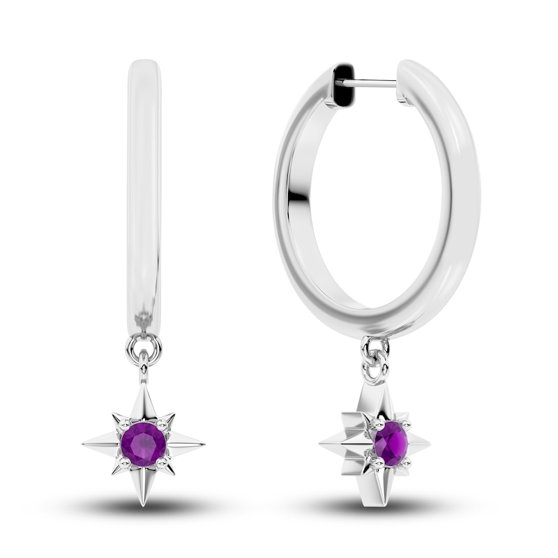 Juliette Maison Natural Amethyst Starburst Drop Earrings 10K Gold