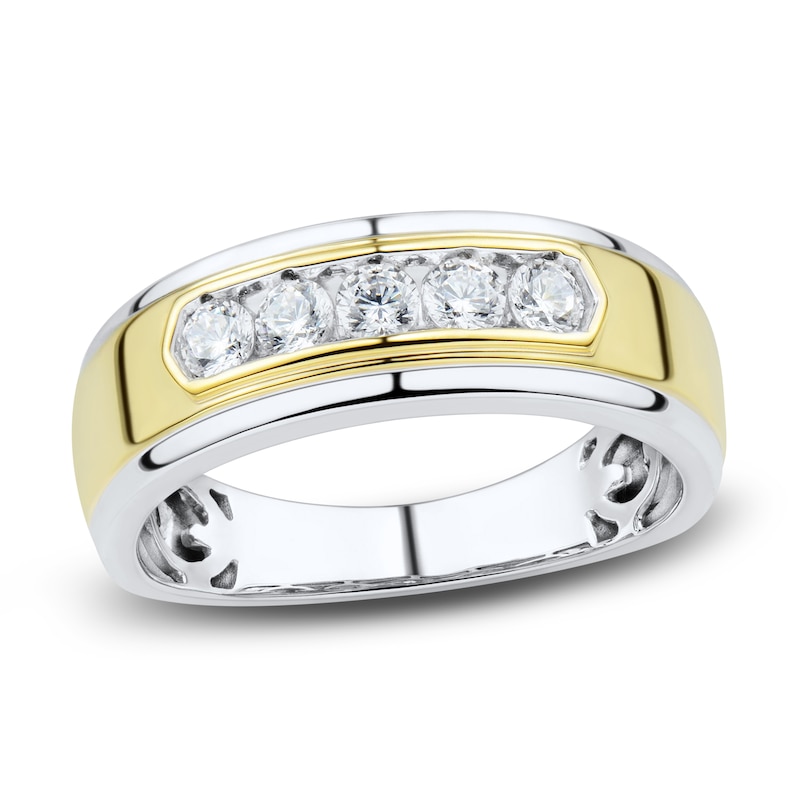 Main Image 1 of Men's Diamond Wedding Band 1/2 ct tw Round 14K Two-Tone Gold