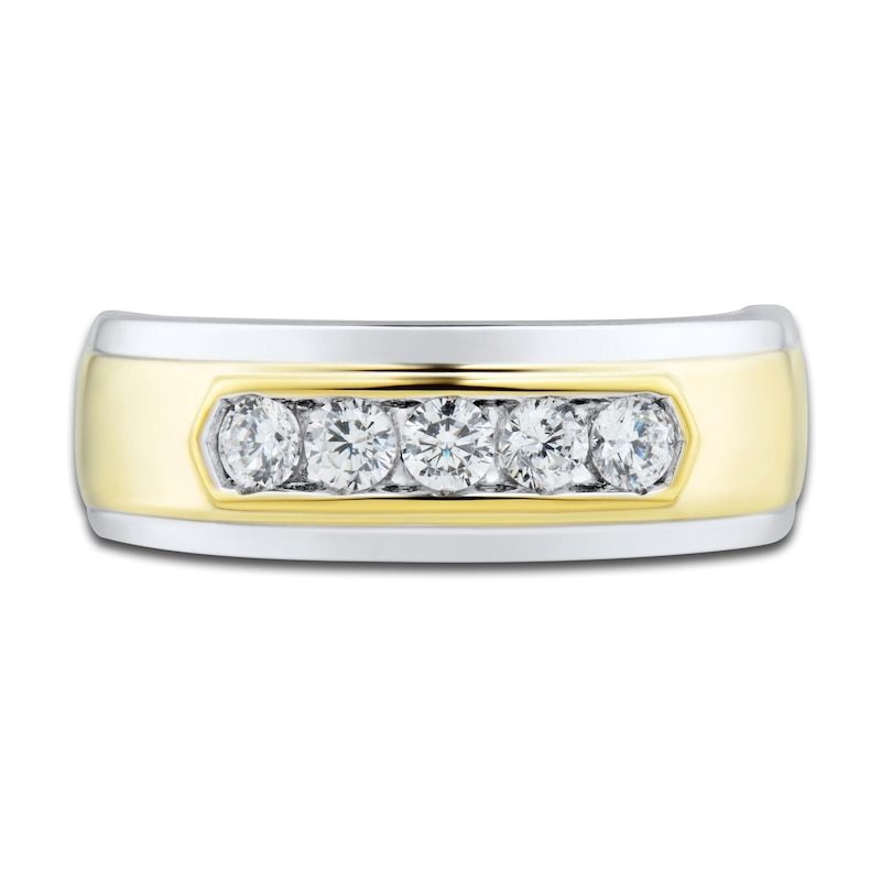 Main Image 3 of Men's Diamond Wedding Band 1/2 ct tw Round 14K Two-Tone Gold