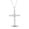 Thumbnail Image 1 of Diamond Cross Pendant Necklace 3 ct tw Round 14K White Gold 18"