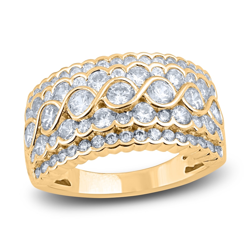 Diamond Wave Anniversary Band 2 ct tw Round 14K Gold