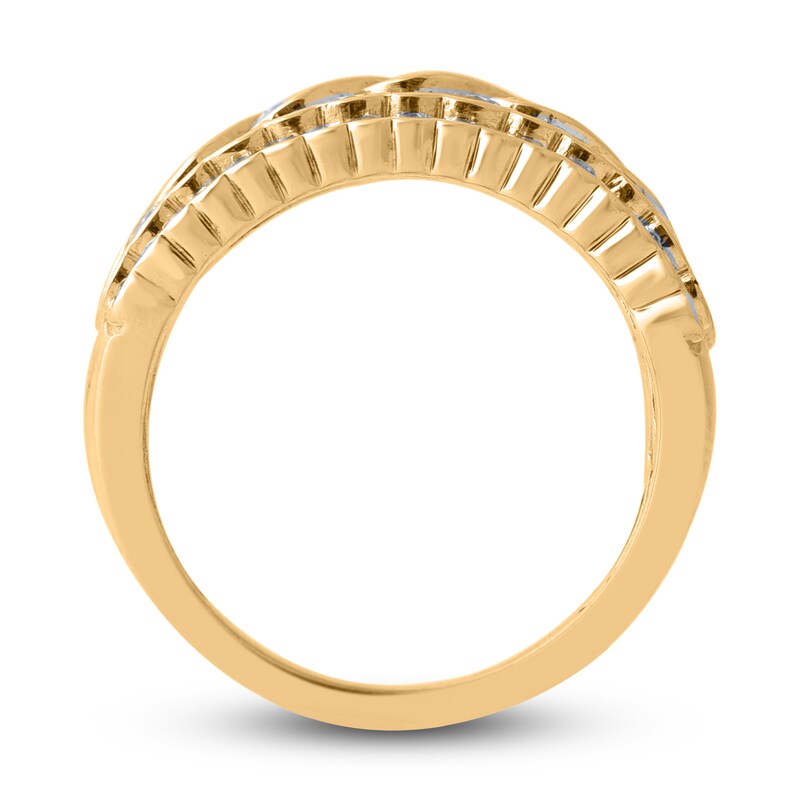 Main Image 2 of Diamond Wave Anniversary Band 2 ct tw Round 14K Yellow Gold