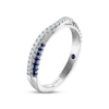 Thumbnail Image 1 of Vera Wang WISH Diamond & Blue Sapphire Contoured Anniversary Ring 1/6 ct tw Round 14K White Gold