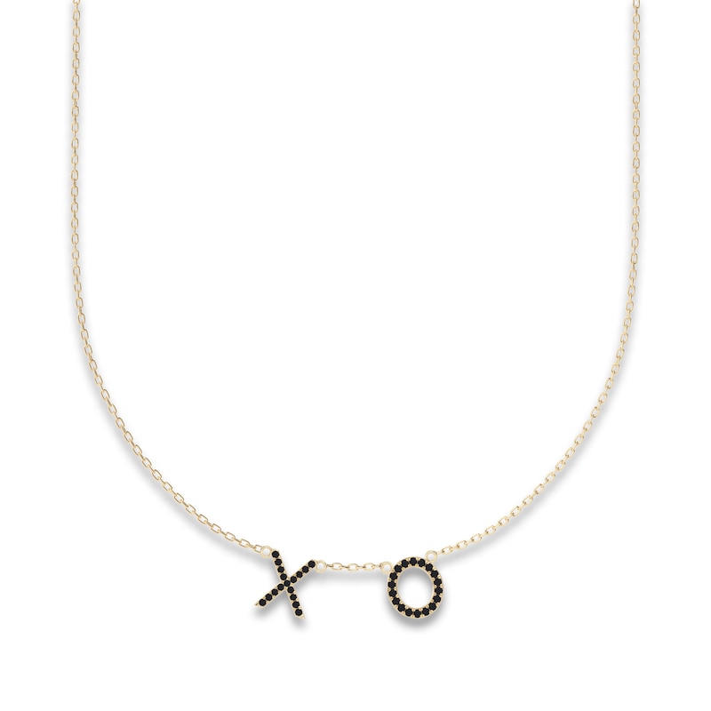 Main Image 1 of Juliette Maison Black Diamond Station Name Necklace 1/2 ct tw Round 10K Yellow Gold